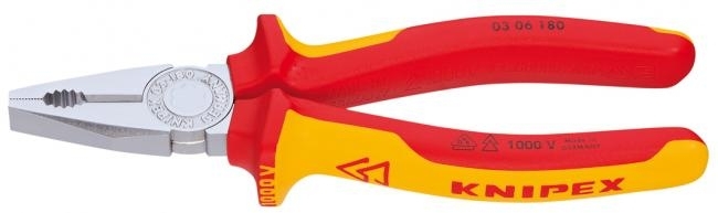 Пассатижи KNIPEX 0306180 1000V  180мм электротехнический. сталь инструментальная, закаленная
