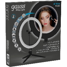 Светильник кольцевой Gauss 15W 800lm 3000-6500K 5V USB IP20 300x23мм черный дим пульт е LED