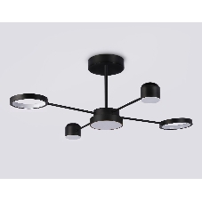 Потолочный светодиодный светильник Ambrella light FL51632/4+1 BK/GD черный/золото 3000K-6400K 48W 910*745*300 (ПДУ ИК)