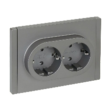 Розетка IEK FORTE&PIANO FP524 2-местная с заземлением без защитных шторок безвинтовое крепление 16А сталь