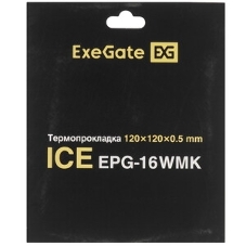 Термопрокладка ExeGate Ice EPG-16WMK (120x120x2.0 мм, 16 Вт/(м•К), теплопроводящая клейкая двухсторонняя)