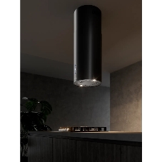 Вытяжка Kuppersberg TUBA 35 B, цилиндрическая, островная, 35 см, электронное кнопочное управление, таймер, отвод/рециркуляция, 3 скорости, производительность 850 м3/ч, LED освещение, обратный клапан, уровень шума 68 дБ, угольный фильтр CF110 (опция), цвет черный