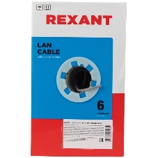 Кабель витая пара Rexant U/UTP, категория 6, ZH нг(А)-HF, 4PR, 23AWG, внутренний, серый, 305 м