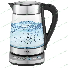Чайник электрический Hyundai HYK-G3026 1.7л. 2200Вт серебристый/черный (корпус: стекло)