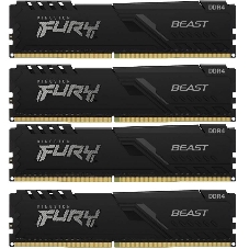 Оперативная память Kingston Fury Beast, DDR4, 128GB (4x32 GB), 3200 MHz, CL16, DIMM, с радиатором, черный