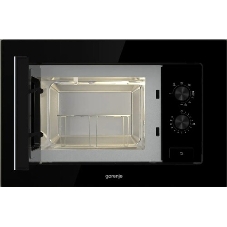 Встраиваемая микроволновая печь Gorenje, 20 л, 5 уровней мощности, 15 автопрограмм, электронное управление, дисплей, гриль, поворотный стол, цвет черный, ВxШxГ 38х56.8х34 см
