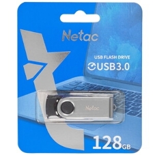 Флешка USB Netac U505 (NT03U505N-128G-30BK), 128Gb, USB 3.0, R/W 110/45, черный/серебристый