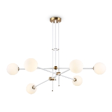 Светитльник Ambrella Light TR2521/6 WH/BS белый/латунь G9/6 max 10W D970*750