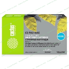 Картридж струйный Cactus CS-F6U18AE (953XL) желтый (26 мл) для HP OJ Pro 7740/8210/8218/8710/8715