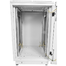 Шкаф коммутационный ЦМО ШТК-М-18.6.6-1ААА-9005 18U 600x600 мм пер. дв. стекл задн. дв. стал.лист 2 бок. пан. направл. под закл.гайки 270 кг черный