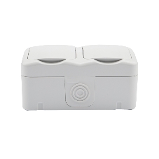 Блок из 2 розеток горизонтальный Kranz Mini OG открытой установки с заземлением, IP54 белый