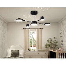 Потолочный светодиодный светильник Ambrella light FL51632/4+1 BK/GD черный/золото 3000K-6400K 48W 910*745*300 (ПДУ ИК)