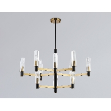 Люстра Ambrella light LH55515/12 BK/BS/CL черный/латунь/прозрачный E14*12 max 40W D860*905
