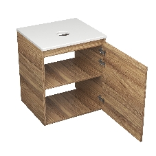 Тумба Bau Dream Blackwood 50 с дверцей, раковина BAU Dream D43, смеситель для раковины высокий Hotel Still, нержавеющая сталь, выпуск клик клак, белый