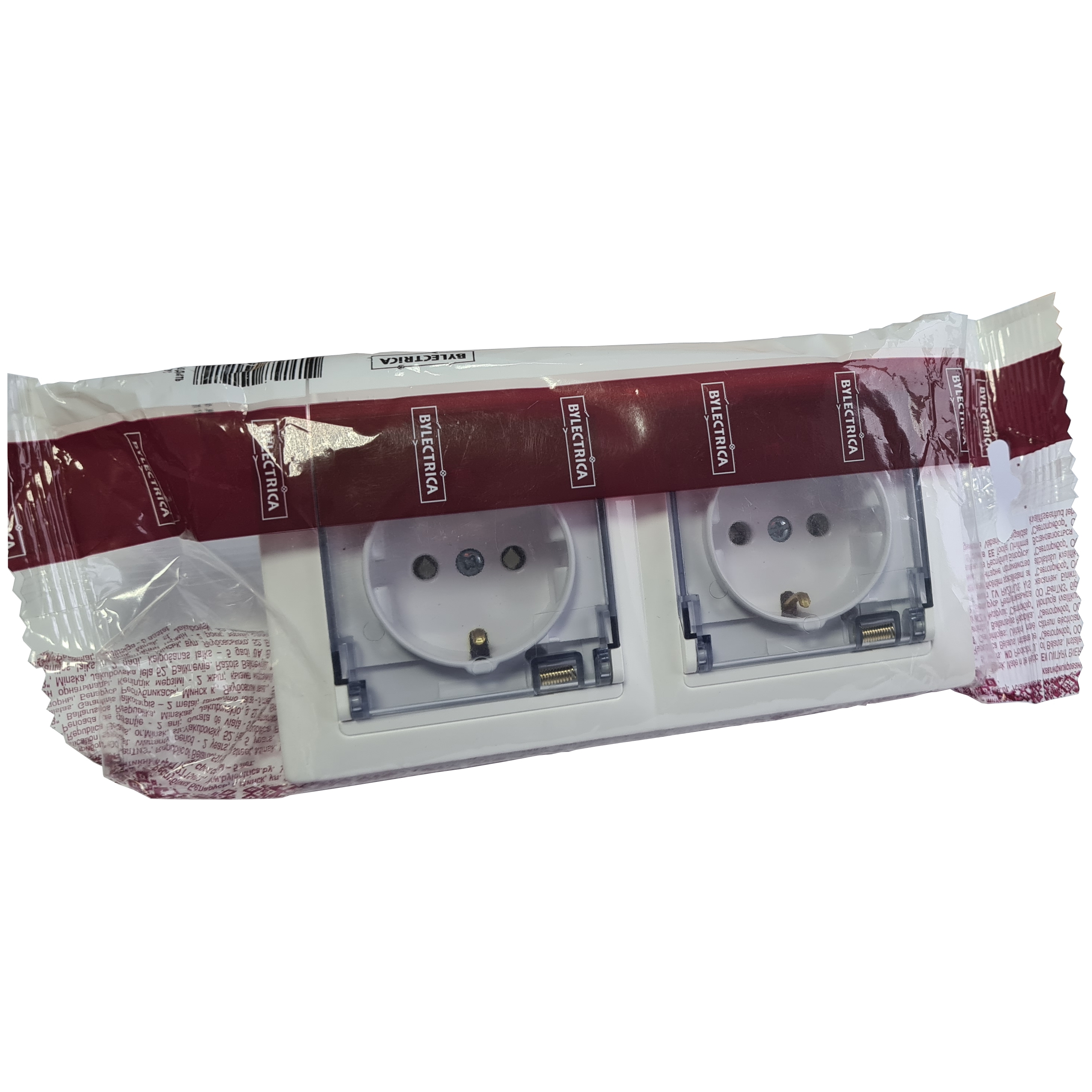 Розетка Bylectrica Роз. 2-местн. СУ с земл. IP44, с крышк. серия СТИЛЬ, белый (РС16-418)