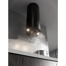 Вытяжка Kuppersberg TUBA 35 B, цилиндрическая, островная, 35 см, электронное кнопочное управление, таймер, отвод/рециркуляция, 3 скорости, производительность 850 м3/ч, LED освещение, обратный клапан, уровень шума 68 дБ, угольный фильтр CF110 (опция), цвет черный