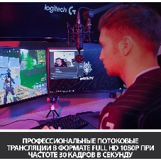 Веб-камера Logitech C922 Pro Stream 1920x1080, 30 кадр/с, USB Type-A, микрофон (2 шт, шумоподавление), автоматическая фокусировка, автоосвещение, универсальное крепление