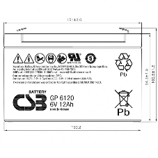 Батарея CSB GP 6120 (6V 12Ah)