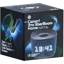 Умная колонка Sber Boom Home, 8Вт, с экраном, 1 динамик, часы, мультирум, TWS, Zigbee хаб, Wi-Fi, Bluetooth 5.0, Zigbee, Салют, морской