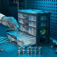 Органайзер Stels для хранения с выдвижными лотками 310х150х260мм, 4 секции, пластик