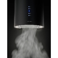 Вытяжка Kuppersberg TUBA 35 B, цилиндрическая, островная, 35 см, электронное кнопочное управление, таймер, отвод/рециркуляция, 3 скорости, производительность 850 м3/ч, LED освещение, обратный клапан, уровень шума 68 дБ, угольный фильтр CF110 (опция), цвет черный