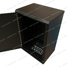 Шкаф коммутационный WRline (WR-TW-2245-SR-RAL9004) настенный 22U 600x450 мм пер. дв. металл 2 бок. пан. 60 кг черный 370 мм 1086 мм IP20 сталь