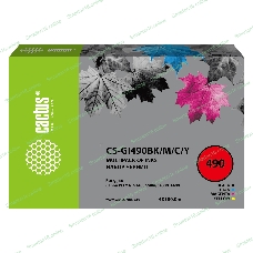 Чернила Cactus CS-GI490BK/M/C/Y голубой/пурпурный/желтый/черный набор 4x100мл для Canon Pixma G1400/G2400/G3400