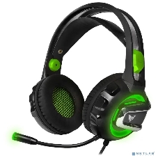 Гарнитура Crown CMGH-3002 чёрный/зелёный, проводная, подсветка