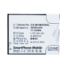 Аккумулятор CameronSino CS-MUM450XL (BM45) для Xiaomi Redmi NOTE 2 3.85V, 3020mAh, 11.63Wh