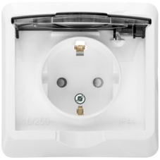 Розетка 1-м СП Этюд защ. шторки с заземл. IP44 белый SchE PC16-044B