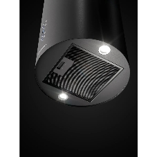 Вытяжка Kuppersberg TUBA 35 B, цилиндрическая, островная, 35 см, электронное кнопочное управление, таймер, отвод/рециркуляция, 3 скорости, производительность 850 м3/ч, LED освещение, обратный клапан, уровень шума 68 дБ, угольный фильтр CF110 (опция), цвет черный