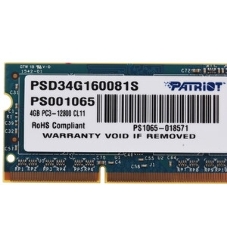 Оперативная память Patriot, DDR3, 4GB (1x4 GB), 1600 MHz, CL11, SO-DIMM