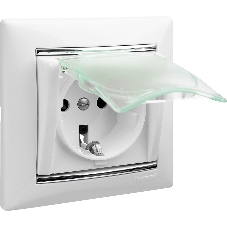 Розетка Legrand Valena 774220 влагозащищенная IP44 с заземлением с крышкой и защитными шторками (белая)