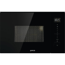 Встраиваемая микроволновая печь Gorenje BM201SG3BG, 20 л, 5 уровней мощности, 8 автопрограмм, сенсорное управление, дисплей, гриль, поворотный стол, AquaClean, автоменю черный