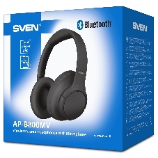 Беспроводные/проводные наушники Sven AP-B800MV черный, полноразмерные, Bluetooth + Jack 3.5 мм, складная конструкция, до 15 ч