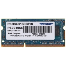 Оперативная память Patriot, DDR3, 4GB (1x4 GB), 1600 MHz, CL11, SO-DIMM