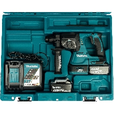 Перфоратор Makita DHR242RFE Перфоратор, ак б\щет,SDS+,{18В,2х3Ач Li-ion,3реж,2.4Дж,0-4700у\м,3.3кг,чем,подсвет,совмест с 4Ач Li-ion}