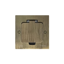 MultiDesk Лючок с розеткой 2К+З, 16А/250В, IP44 с монтажной коробкой для стены, фальшпола, стола Античная латунь, тип MDK21 | MDK21102BA | SE