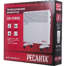 Конвектор электрический Ресанта ОК-1000Е белый, 1000 Вт, 10 м2, термостат, дисплей