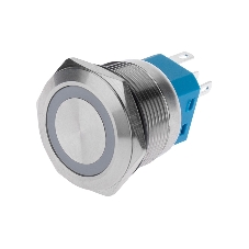Кнопка антивандальная Rexant Ø 22 12 В Б/Фикс (5с) (ON)-OFF/(OFF)-ON подсв./зеленая