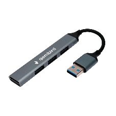 Разветвитель USB2.0 Gembird UHB-C203, 4xUSB2.0, кабель USB 10 см, алюминий, пакет