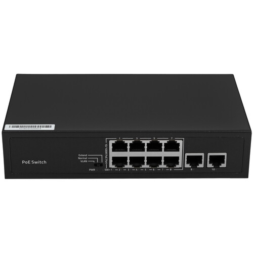 Коммутатор GIGALINK GL-SW-F005-08P - неуправляемый, 8 PoE (802.3af) порта 10/100 Мбит/с до 250 метров cat.6, 2 Uplink порт 100 Мбит/с
