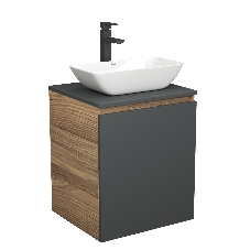 Тумба Bau Dream Blackwood 50 графит, раковина BAU Spectrum mini 47х24 смеситель для раковины высокий Hotel Black, черный