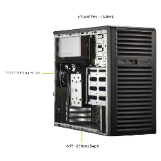 Серверная платформа Supermicro Mainstream Server Mini-Tower, 1x LGA1718 (AMD EPYC™ 4004 / 4005; Ryzen™ 7000 / 9000), 4x DDR5 Up to 192GB, 4x fixed 3.5