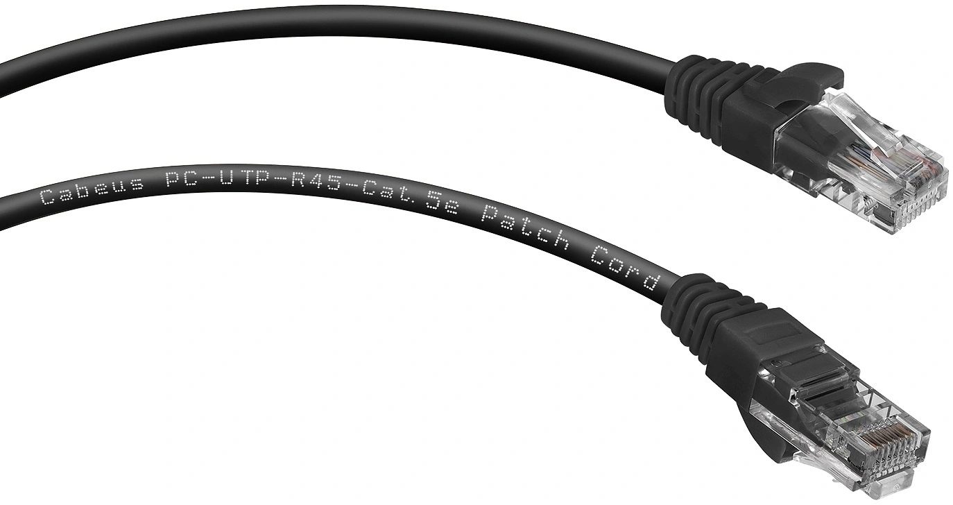 Шнур коммутационный Cabeus, Cat.5e, неэкр., U/UTP, RJ45/RJ45, PVC, AWG24, 3м, черный