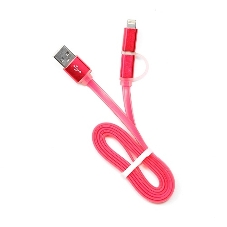 Кабель USB2.0 Cablexpert CC-mAPUSB2pk1m, AM/microBM 5P - iPhone lightning, 1м, комбо кабель, алюминиевые разъемы, розовый, блистер