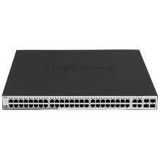 Коммутатор настраиваемый D-Link DGS-1210-52MPP/E2A PROJ WebSmart с 48 портами 10/100/1000Base-T и 4 портами 1000Base-X SFP (порты 1-48 с поддержкой PoE 802.3af/802.3at (30 Вт), PoE-бюджет 740 Вт)