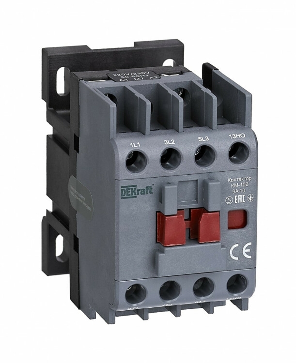 Контактор 9А 220В/230В АС3 АС4 1НО КМ-102 DEKraft