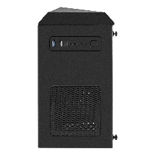 Компьютерный корпус Minitower ExeGate EX294384RUS Mistery R2 (mATX, без БП, 2*USB+1*USB 3.0, аудио, черный, 1 вент. 12см с RGb подсветкой и полоса на передней панели, боковая панель - закаленное стекло)