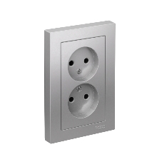 Розетка 2-м ATLAS DESIGN без заземл. 16А в сборе алюм. SchE ATN000320